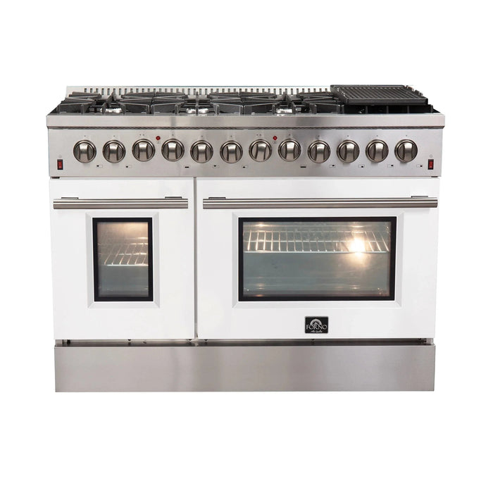 FORNO Galiano 48" Dual Fuel Range, White, FFSGS6156-48WHT09K