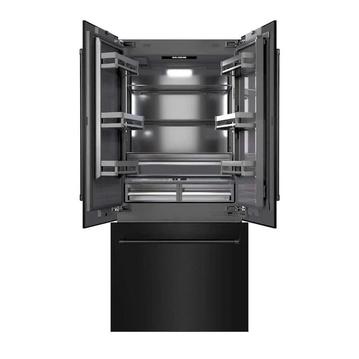 ZLINE 36" Panel Ready Built-In Bottom Freezer Refrigerator,Water Dispenser, Ice Maker, Black Stainless Steel,Graphite Gray, GRBIV-BS-3609K