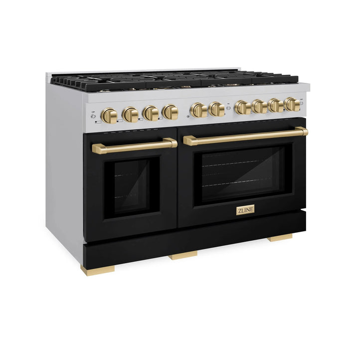 ZLINE 48"Paramount Dual Fuel Range Black Matte Gold SDRZ-BLM-48-G09K
