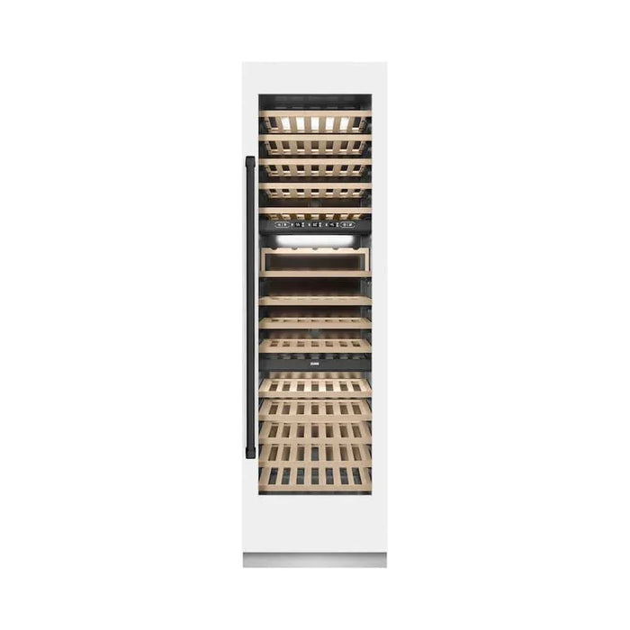 ZLINE 24"Triple Zone 100 Bottle Column Wine Cooler, White Matte Stainless Steel Matte Black RCWVZ-WM-24-MB09K