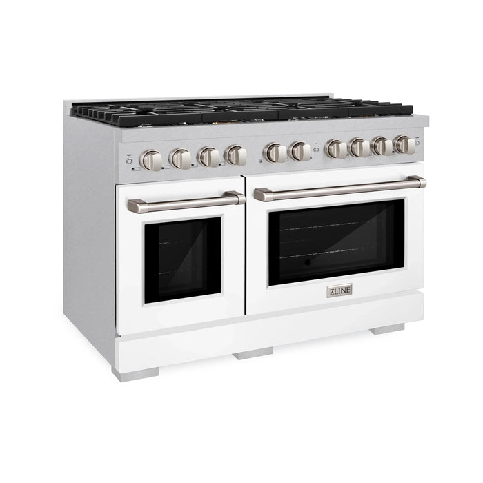 ZLINE 48"Paramount Dual Fuel Range DuraSnow® White Matte SDRS-WM-4809K