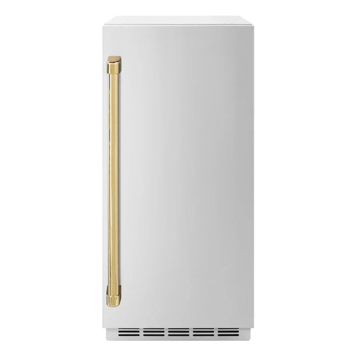 ZLINE 15" Touchstone Gourmet Ice Maker Drain Pump Stainless Steel Door Polished Gold IGMDZ-ST-15-G09K