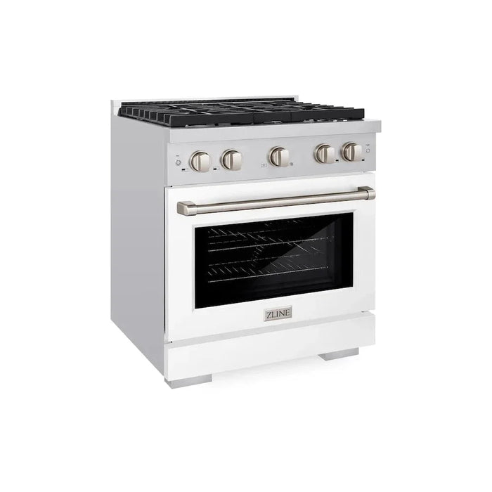ZLINE 30"Paramount Dual Fuel Range Stainless Steel, White Matte, SDR-WM-3009K