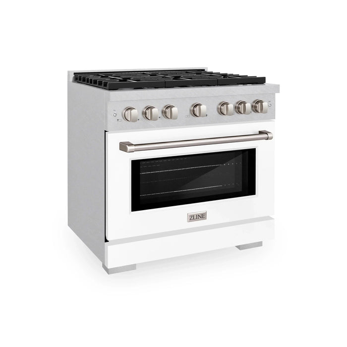 ZLINE 36"Paramount Dual Fuel Range DuraSnow® White Matte SDRS-WM-3609K