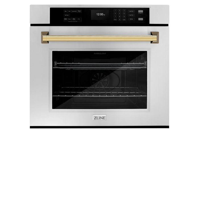 ZLINE 30" Autograph Edition Professional True Convection Single Wall Oven, Air Fry, Self Clean, Stainless Steel, Gold WASZ-30-G09K