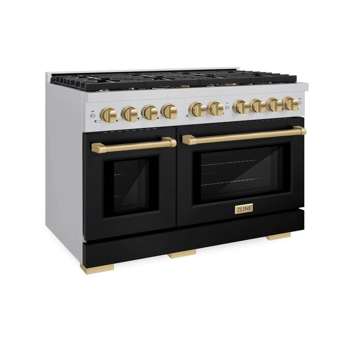 ZLINE 48"Paramount Dual Fuel Range Black Matte Champagne Bronze SDRZ-BLM-48-CB09K