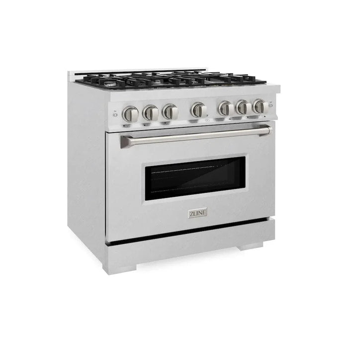 ZLINE 36" Dual Fuel Range, Gas Cooktop, Electric Convection Oven DuraSnow® Stainless Steel, CDRS-3609K
