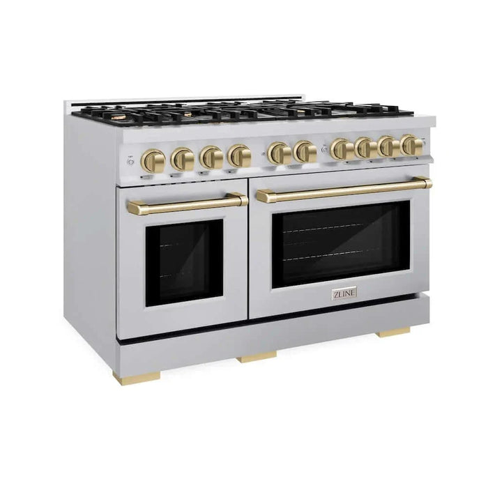 ZLINE 48" Select Dual Fuel Range Gas Cooktop Electric Convection Oven Stainless Steel Champagne Bronze HDRZ-48-CB09K