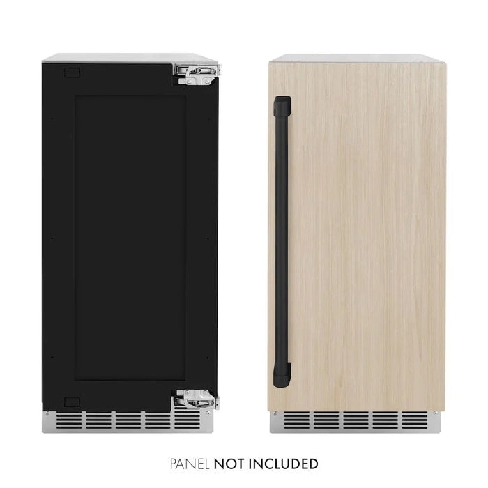 ZLINE 15" Touchstone Clear Cube Ice Maker Drain Pump Panel Ready Door Black Matte Door ICCDPZ-15-MB09K