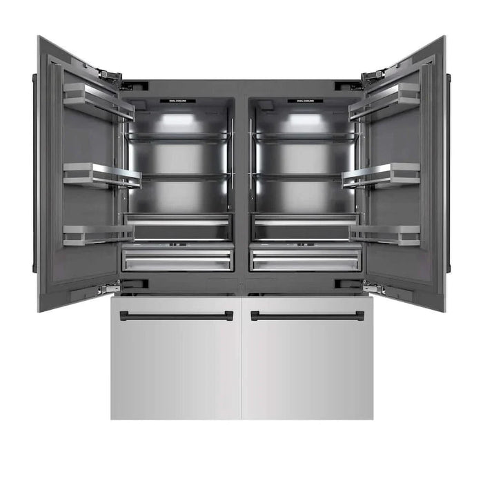 ZLINE 60" Built-In Bottom Freezer Refrigerator with Water Dispenser, Ice Maker, Stainless Steel, Graphite Gray Interior, Matte Black GRBIVZ-304-60MB09K