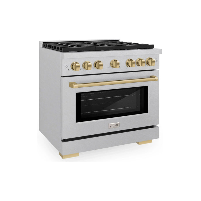 ZLINE 36"Paramount Dual Fuel Range DuraSnow® Champagne Bronze SDRSZ-36-CB09K