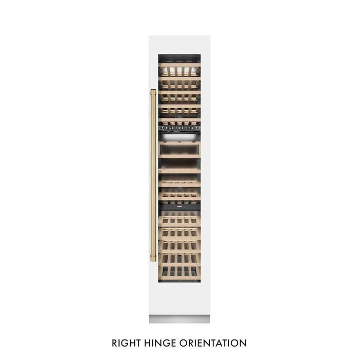 ZLINE 18"Triple Zone 68 Bottle Right Hinge Column Wine Cooler, White Matte Stainless Steel Champagne Bronze RCWVRZ-WM-18-CB09K