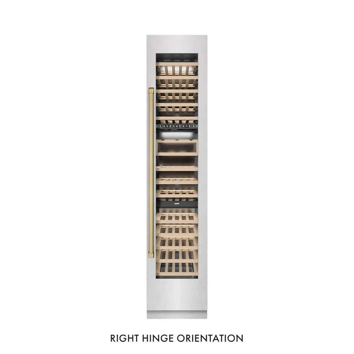 ZLINE 18"Triple Zone 68 Bottle Right Hinge Column Wine Cooler, DuraSnow® Stainless Steel Champagne Bronze RCWVRZ-SN-18-CB09K