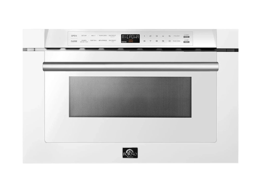 Forno 24" Microwave Drawer White with Antique Brass, FMWDR3000-24WHT09K