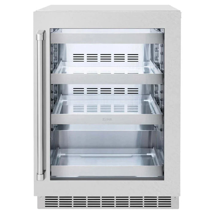 ZLINE 24" Touchstone 151 Can Beverage Fridge DuraSnow® Stainless Steel Glass Door RBSO-SN-2409K