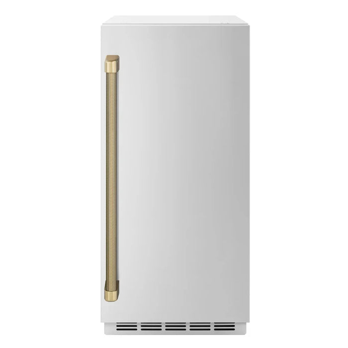 ZLINE Autograph Edition 15" Touchstone Clear Cube Ice Maker, Drain Pump, Stainless Steel Door, Helix Handle ICCDZ-ST-15-KCB09K