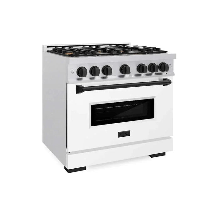 ZLINE 36" Dual Fuel Range, Gas Cooktop, Electric Convection Oven DuraSnow® Stainless Steel, Matte Black CDRSZ-36-MB09K