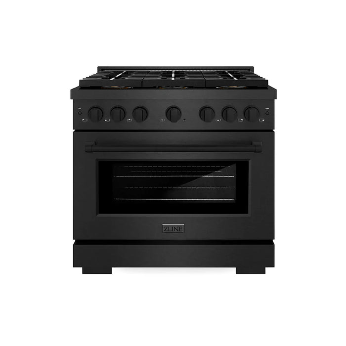 ZLINE 36" Paramount Dual Fuel Range, Electric Convection Oven, Black Satin Stainless Steel SDRBS-3609K