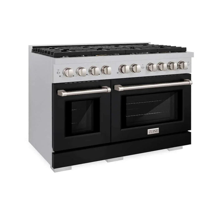 ZLINE 48"Gas Range, Convection Gas Oven, DuraSnow® Black Matte, SGRS-BLM-4809K