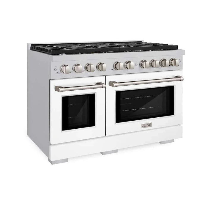 ZLINE 48 In. Gas Range, Stainless Steel, White Matte, SGR-WM-4809K