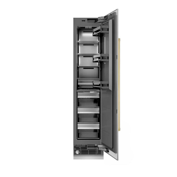 ZLINE 18" Right Hinge Column Freezer Stainless Steel, Graphite Gray Interior Polished Gold RCFVRZ-30418-G09K