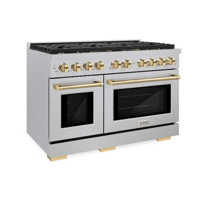 ZLINE 48"Gas Range, Convection Gas Oven, DuraSnow® Gold, SGRSZ-48-G09K