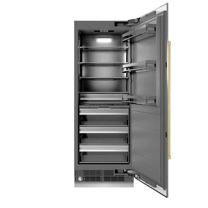 ZLINE 30" Column Refrigerator Stainless Steel, Graphite Gray Interior Champagne Bronze RCRVZ-30430-CB09K
