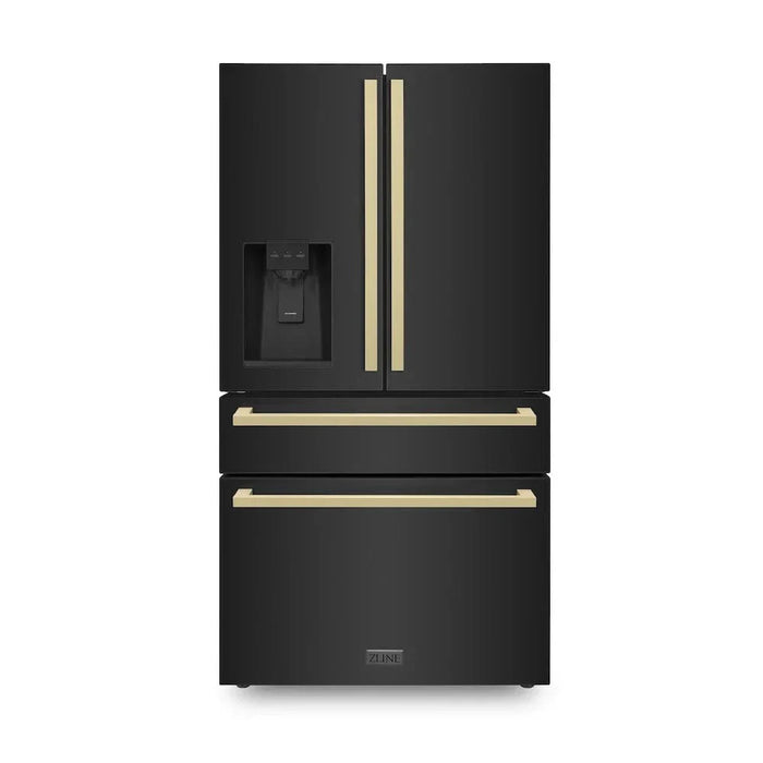 ZLINE 36" Autograph French Door Refrigerator, Ice & Water, Black Stainless RFMZ-W36-BS-FCB09K