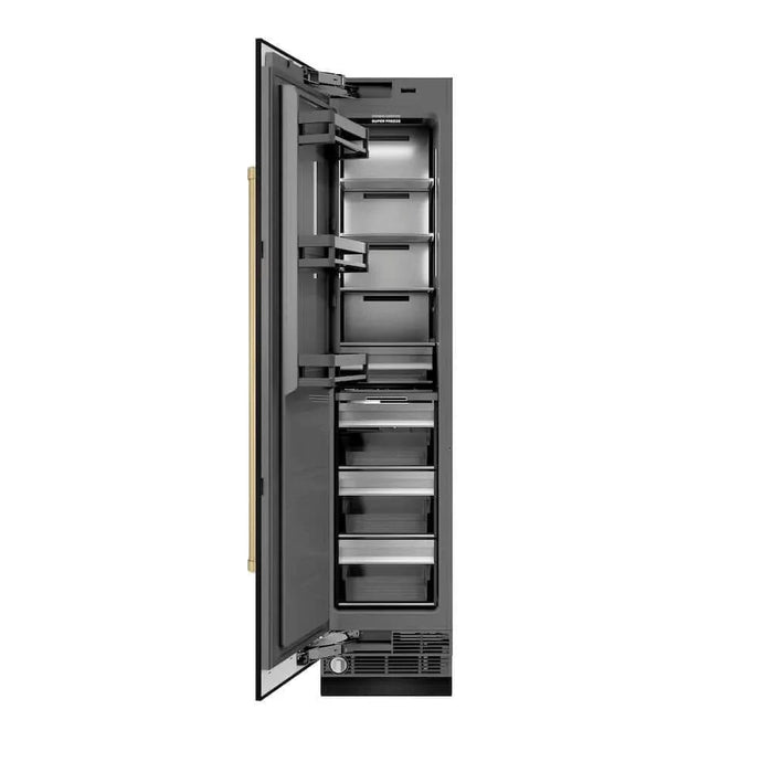 ZLINE 18" Left Hinge Column Freezer Black Stainless Steel, Graphite Gray Interior Champagne Bronze RCFVLZ-BS-18-CB09K