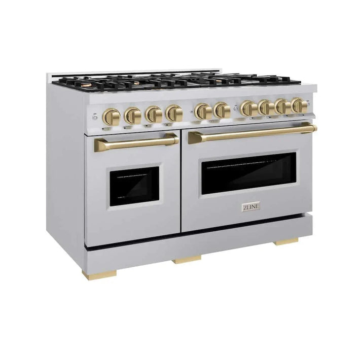 ZLINE 48" Classic Gas Range, Convection Gas Oven Stainless Steel, Champagne Bronze CGRZ-48-CB09K
