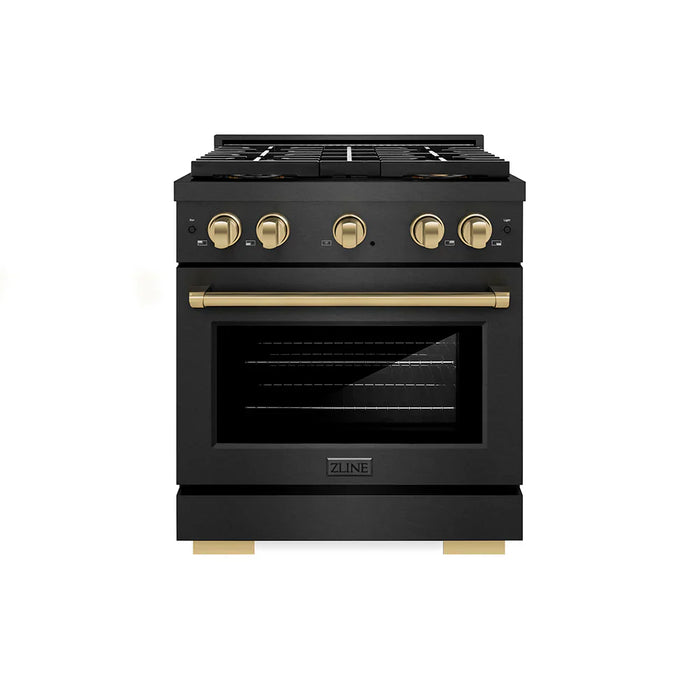 ZLINE 30" Paramount Dual Fuel Range DuoPro™ Cooktop, Electric Convection Oven, Black Satin Stainless Steel PSDRBSZ-30-CB09K
