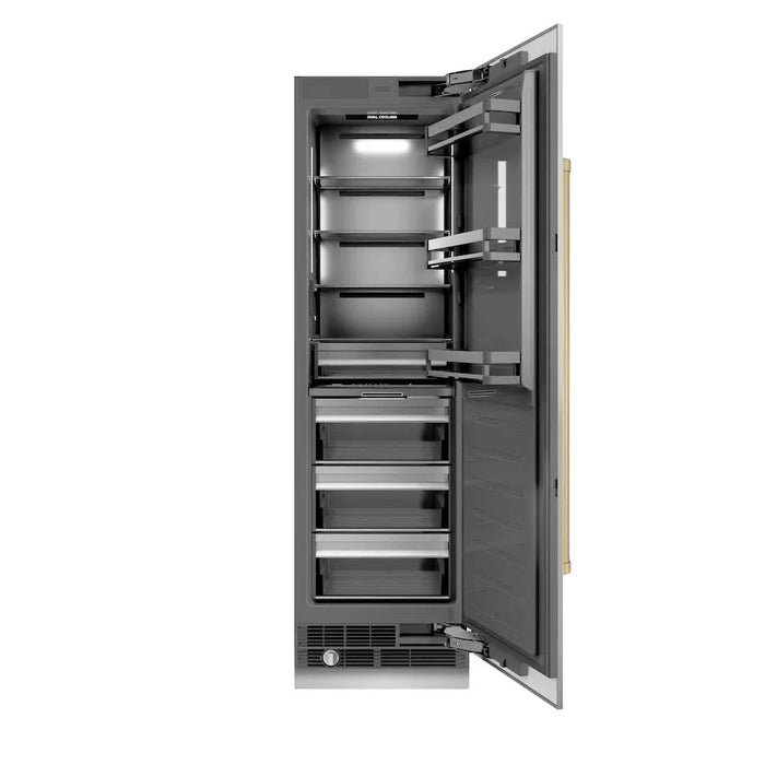 ZLINE 24" Column Refrigerator Stainless Steel, Graphite Gray Interior Champagne Bronze RCRVZ-30424-CB09K