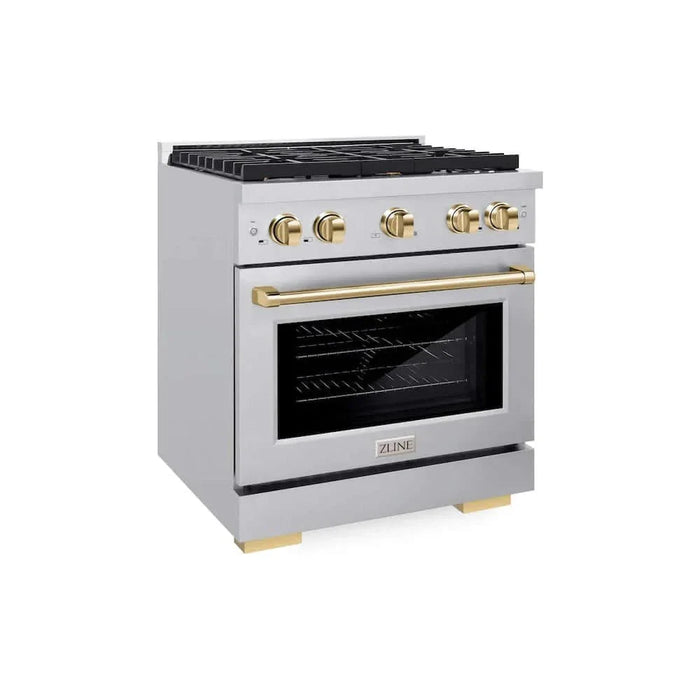 ZLINE 30 " Gas Range, Convection Oven Stainless Steel, Gold , SGRZ-30-G09K