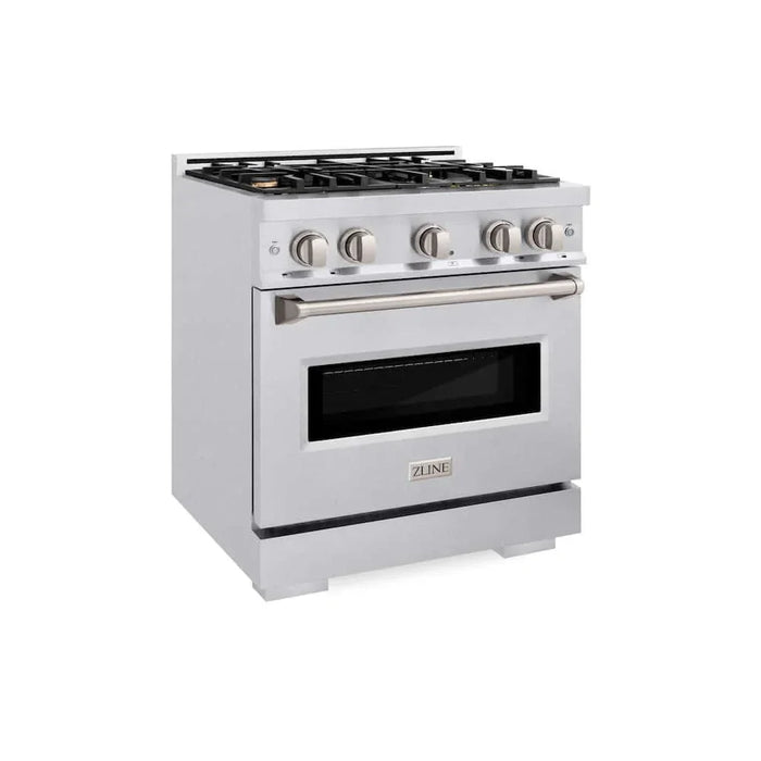 ZLINE 30" Classic Gas Range, Convection Gas Oven DuraSnow® Stainless Steel, Brass Burners CGRS-BR-3009K