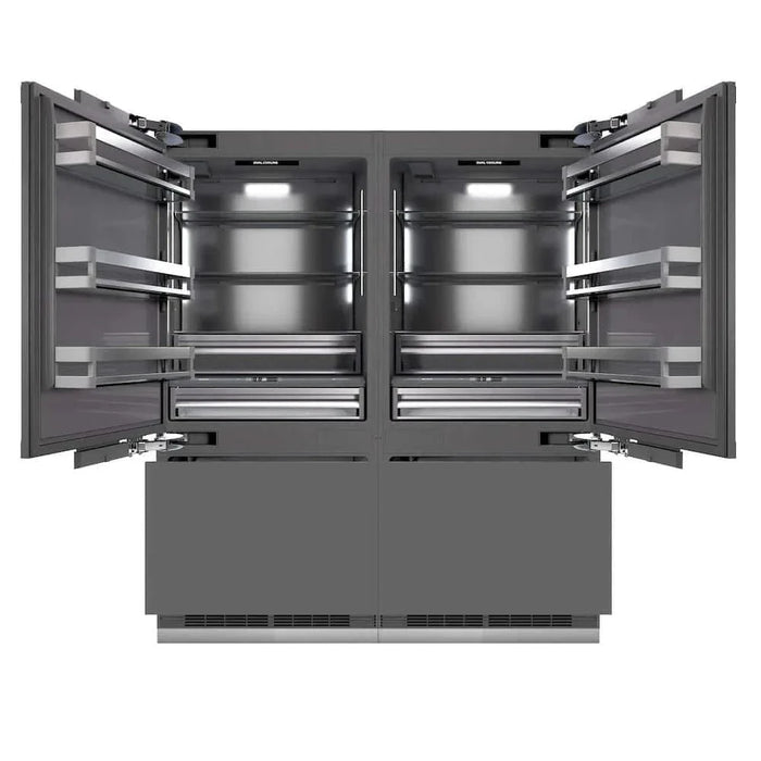 ZLINE 72" Panel Ready Built-In Bottom Freezer Refrigerator,Water Dispenser, Ice Maker,Graphite Gray Polished Gold GRBITZ-72-G09K