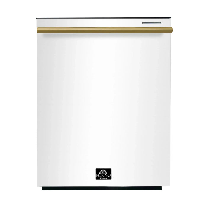 Forno Espresso 24" Built-In Dishwasher, White, Antique Brass, FDWBI8067-24WHT09K