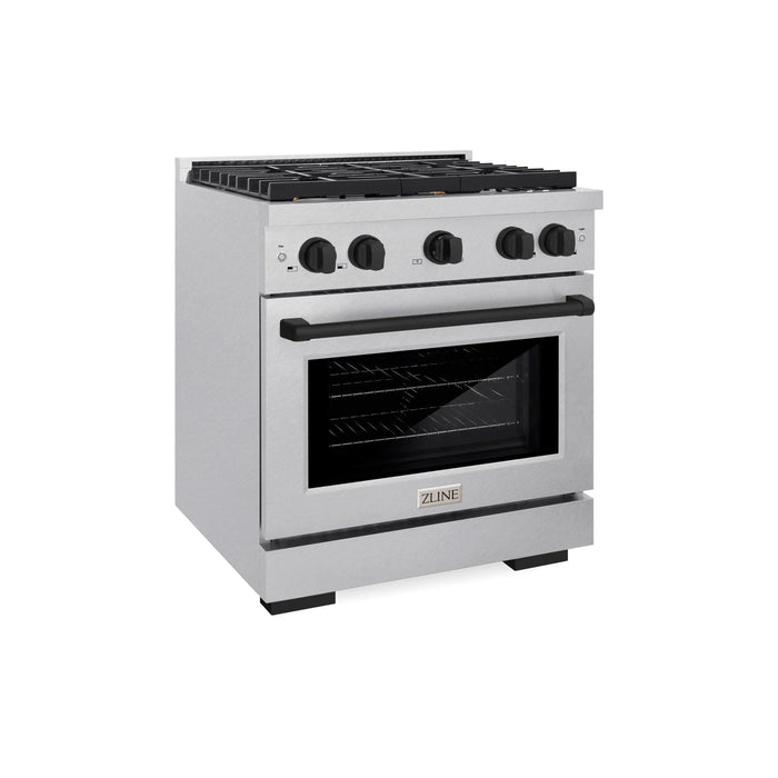 ZLINE 30"Paramount Dual Fuel Range DuraSnow® Matte Black SDRSZ-30-MB09K