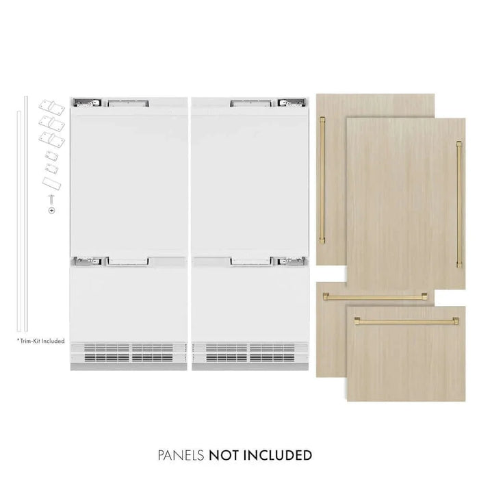 ZLINE 72" Panel Ready Built-In Bottom Freezer Refrigerator,Water Dispenser, Ice Maker, Champagne Bronze RBITZ-72-CB09K