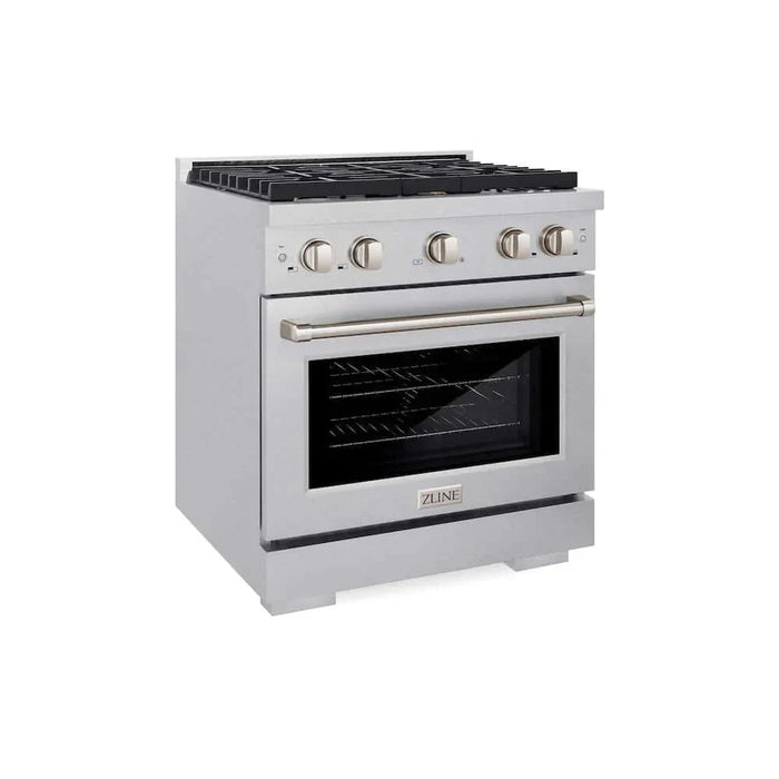 ZLINE 30"Gas Range, Convection Gas Oven , DuraSnow® Brass Burners, SGRS-BR-3009K
