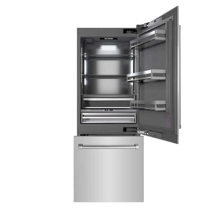 ZLINE 30" Panel Ready Built-In Bottom Freezer Refrigerator,Water Dispenser, Ice Maker,Graphite Gray, GRBIV-304-3009K
