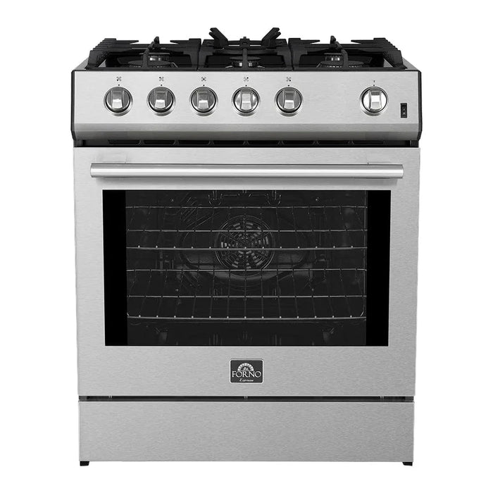 Forno Espresso 30” Gas Range, Stainless Steel, Silver Handles, FFSGS1116-3009K
