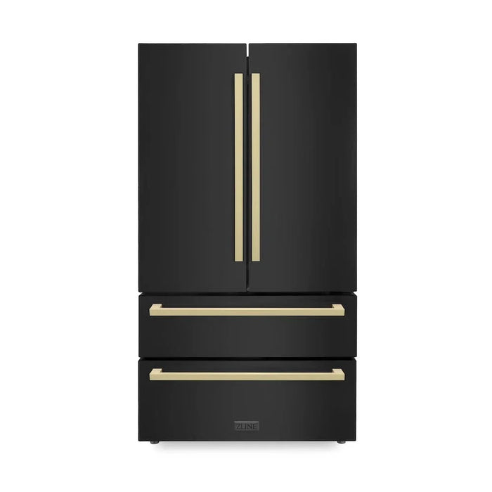 ZLINE 36" Autograph French Door Refrigerator, Ice Maker, Black Stainless RFMZ-36-BS-FCB09K