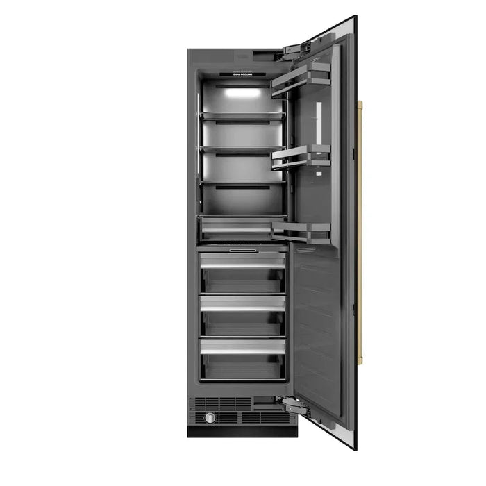 ZLINE 24" Column Refrigerator Black Stainless Steel, Graphite Gray Interior Champagne Bronze RCRVZ-BS-24-CB09K