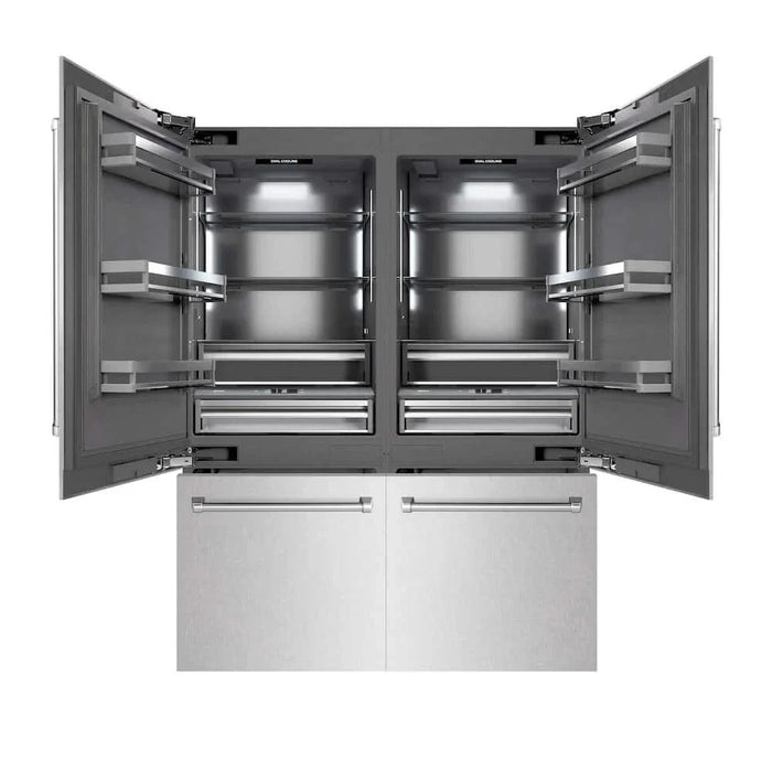 ZLINE 60" Panel Ready Built-In Bottom Freezer Refrigerator,Water Dispenser, Ice Maker, DuraSnow® Stainless Steel,Graphite Gray, GRBIV-SN-6009K