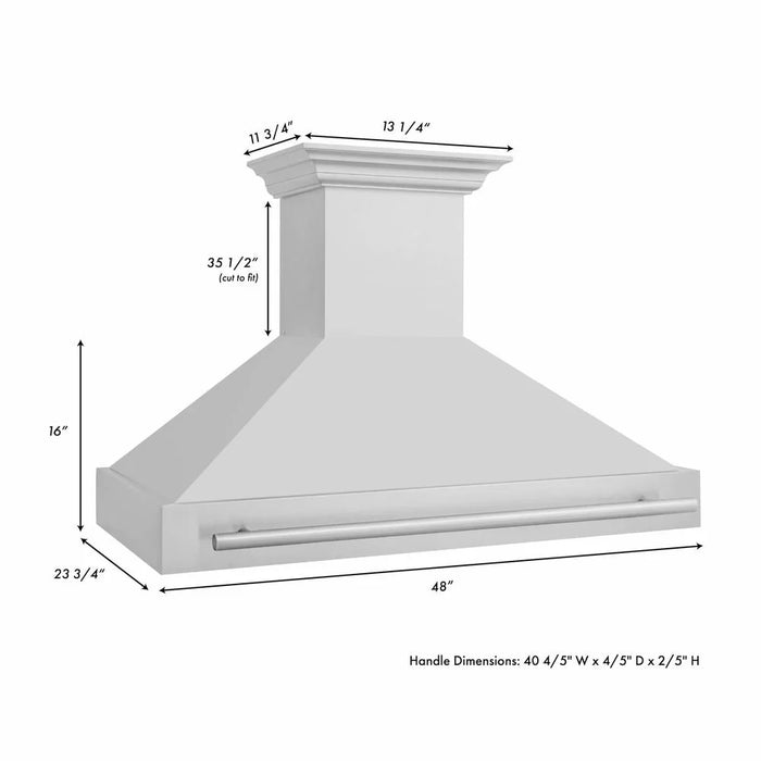 ZLINE 48" Autograph Stainless Blue Gloss Wall Range Hood, 8654STX-BG-4809K