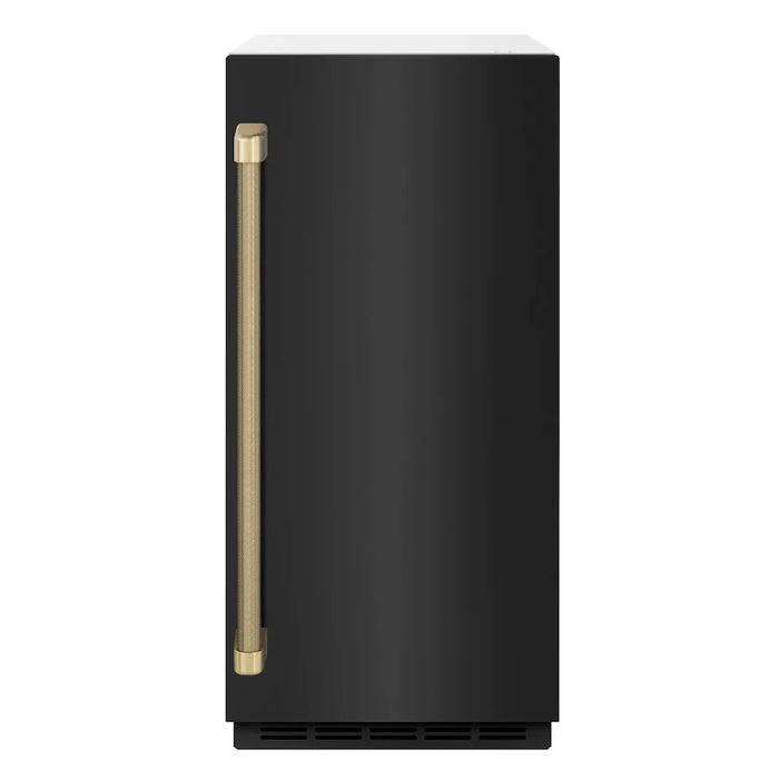 ZLINE Autograph Edition 15" Touchstone Gourmet Ice Maker, Drain Pump, Black Stainless Steel Door, Helix Handle IGMDZ-BS-15-KCB09K
