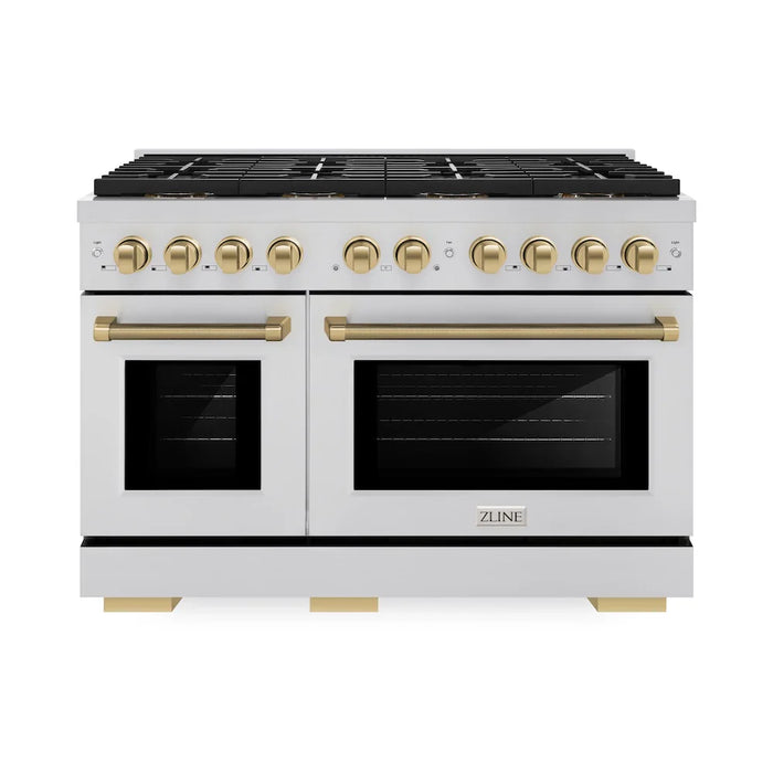ZLINE Autograph Edition 48" Paramount Gas Range, DuoPro™ Cooktop, Gas Convection Oven, Stainless Steel, Helix Handle PSGRZ-48-KCB09K