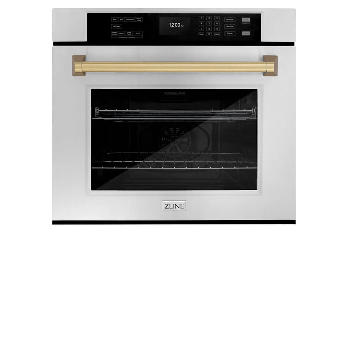 ZLINE 30" Autograph Edition Professional True Convection Single Wall Oven, Air Fry, Self Clean, Stainless Steel, Champagne Bronze WASZ-30-CB09K