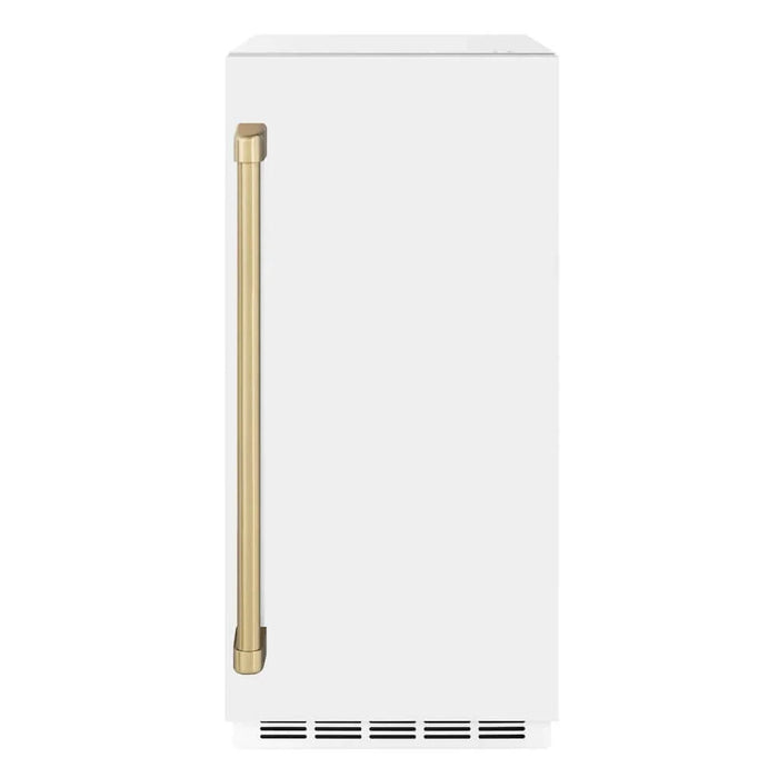 ZLINE Autograph Edition 15 " Touchstone Clear Cube Ice Maker, Drain Pump, White Matte Door, Accents ICCDZ-WM-15-CB09K