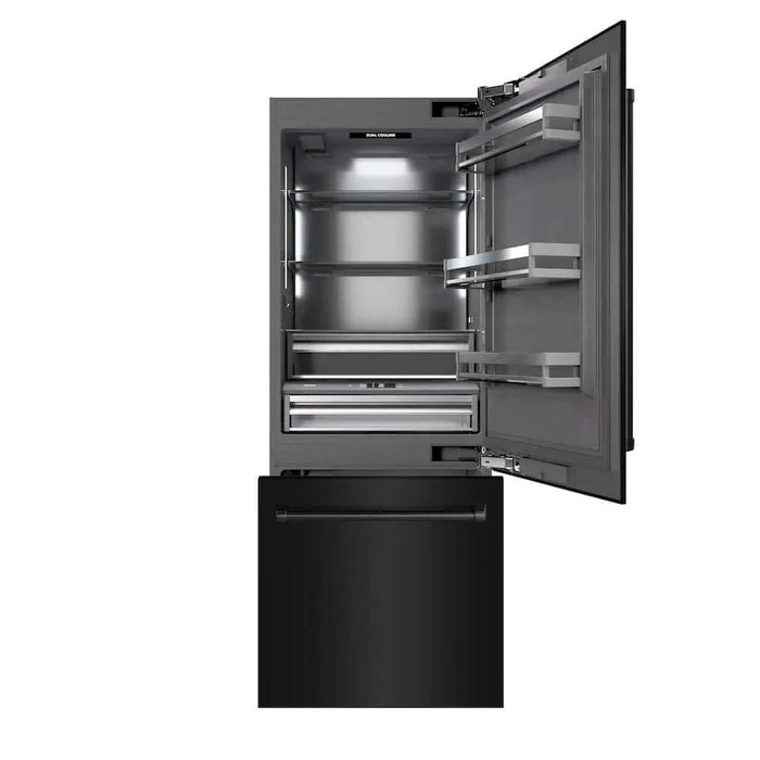 ZLINE 30" Panel Ready Built-In Bottom Freezer Refrigerator,Water Dispenser, Ice Maker, Black Stainless Steel,Graphite Gray, GRBIV-BS-3009K
